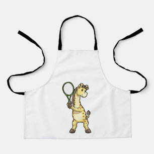 Tablier Girafe au Tennis avec raquette de tennis