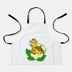 Tablier Girafe aux feuilles et oeufs