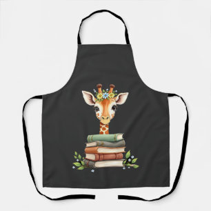 Tablier Girafe Mignonne Avec Livre Floral Bibliophile Bibl