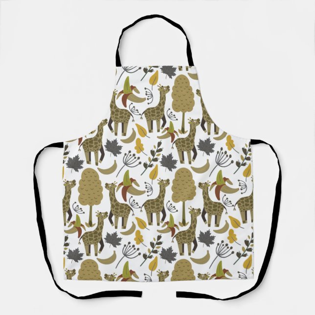 Tablier Girafe sans couture motif jaune blanc haute (Recto)