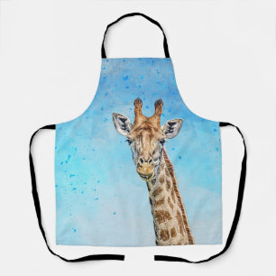 Tablier Giraffe curieuse avec Ciel de Confetti Bleu