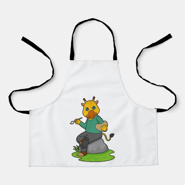 Tablier Giraffe en peintre avec pinceau (Recto)