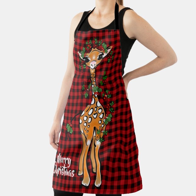 Tablier Giraffe Festive, guirlande sainte, plaid rouge (Insitu)