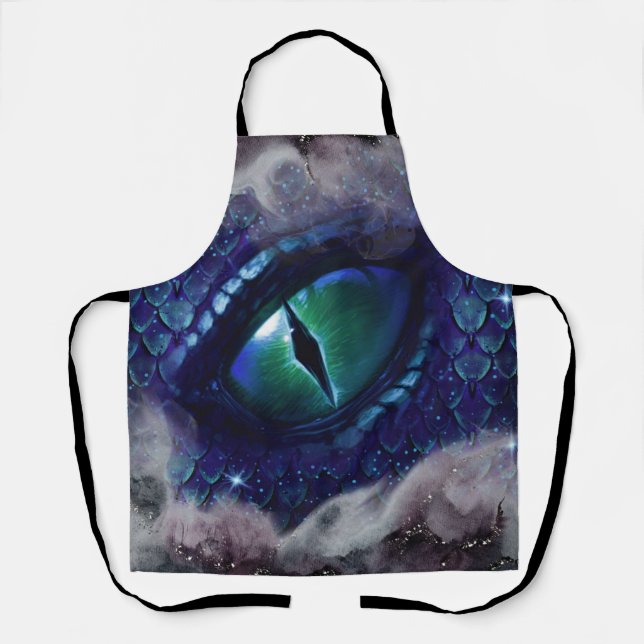 Tablier Glam Enk Gothique Bleu Dragon Médiéval (Recto)