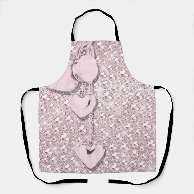 Tablier Glam Glitz Coeurs rose (Recto)