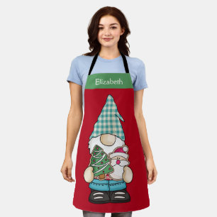 Tablier Gnome Personnalisé Rouge Vert Noël Fêtes