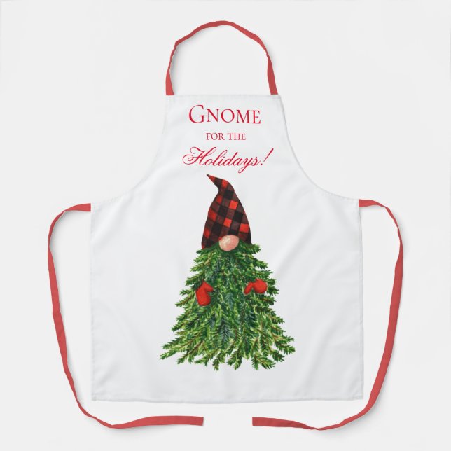 Tablier Gnome pour les fêtes Arbre de Noël Script mignon (Recto)