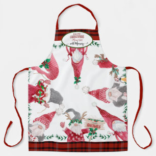 Tablier Gnomes Baking Noël Souvenirs Maman Rouge Plaid