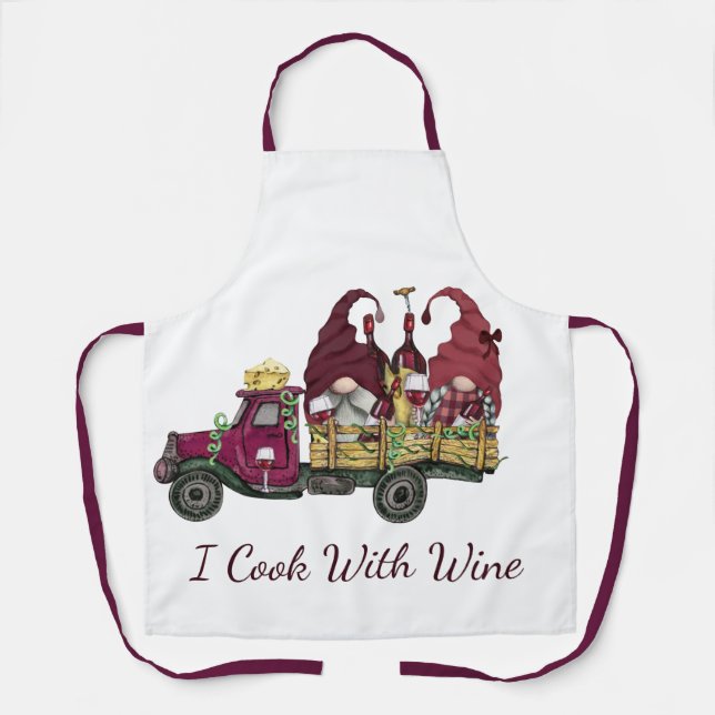 Tablier Gnomes dans Vin Camion Je Cuis Avec Du Vin (Recto)