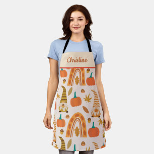 Tablier Gnomes de Thanksgiving avec citrouilles et feuille