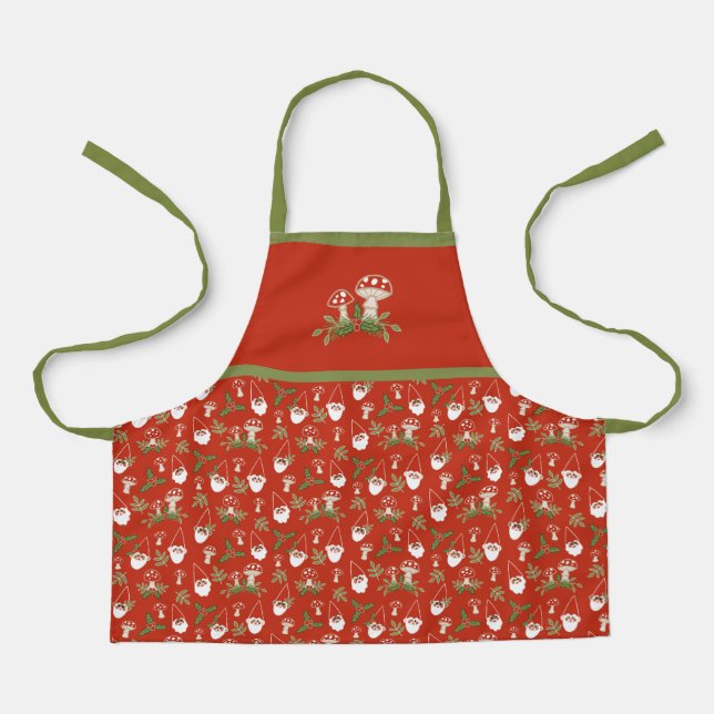 Tablier Gnomes et champignons pour enfants pendant les vac (Recto)