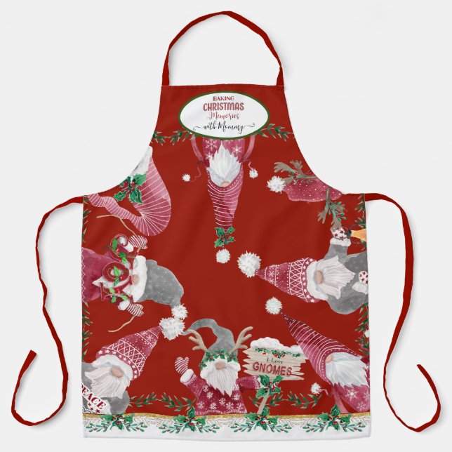 Tablier Gnomes mignons Baking Christmas Memories with mama (Recto)