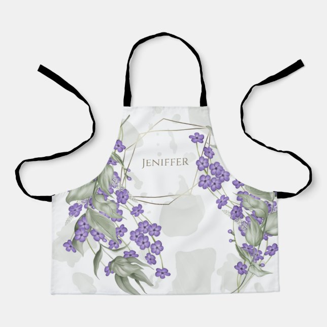 Tablier Gold geometric watercolor leafy flower frame (Recto)