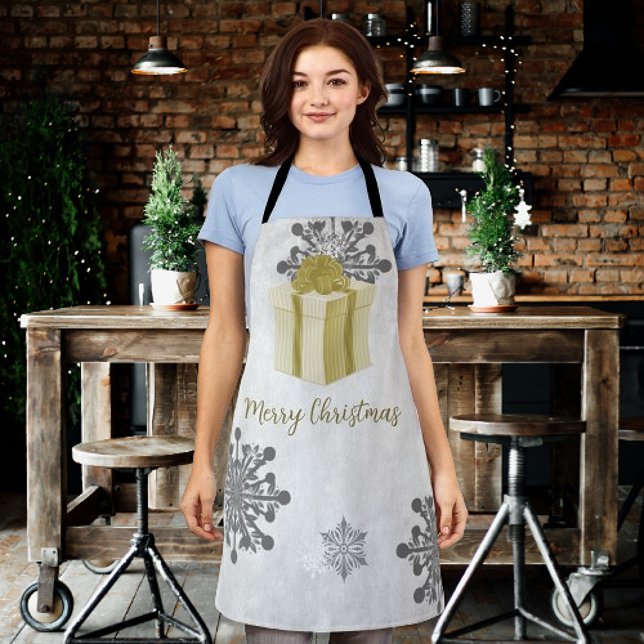 Tablier Gold Noël cadeau appart. (Gold Christmas Gift Holiday Apron)