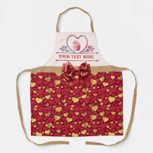 Tablier Gold personnalisé, Coeurs rouges Cadeau Saint-Vale