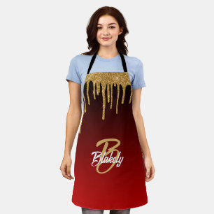 Tablier Gold Red Parties scintillant Drig Monogramme Éperc