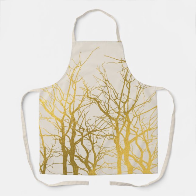 Tablier Gold Tree Branches Motif Arrière - plan beige (Recto)