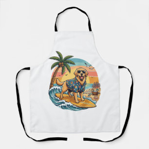 Tablier Golden Retriever Chien Surfant Planche de Surf Cou
