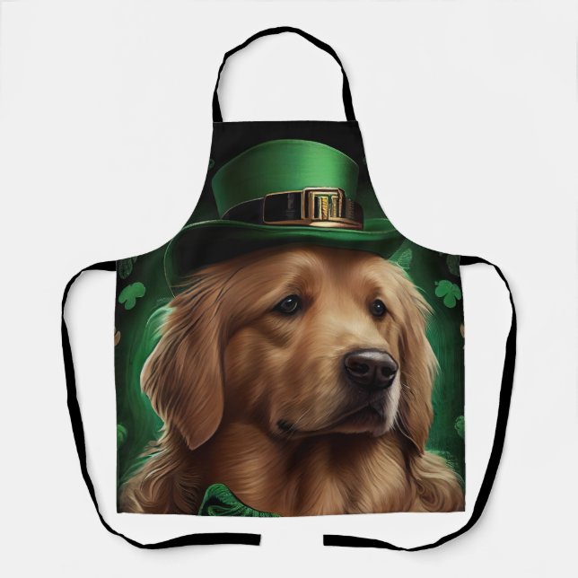 Tablier Golden Retriever Dog in St. Patrick's Day (Recto)