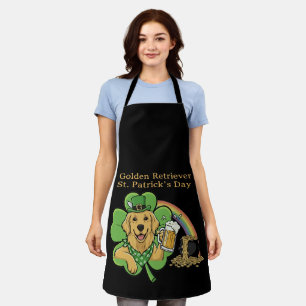 Tablier Golden Retriever drôle Saint-Patrick Leprechaun