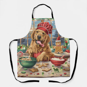 Tablier Golden Retriever Gâteau de vacances : Noël festif