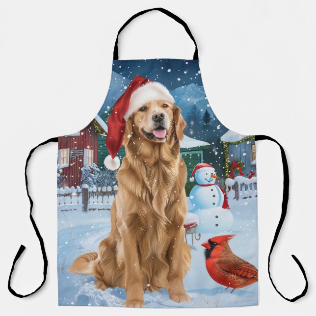 Tablier Golden Retriever Winter Wonderland Noël Joie (Recto)