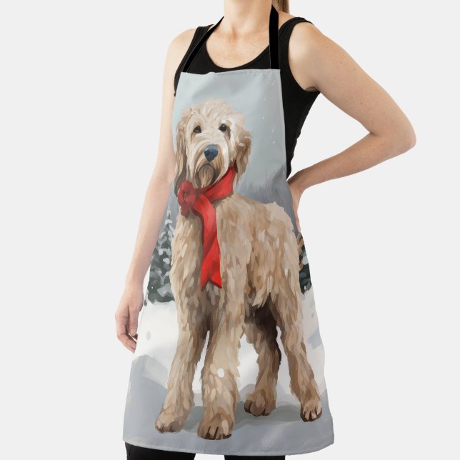 Tablier Goldendoodle Chien dans Noël de neige (Insitu)