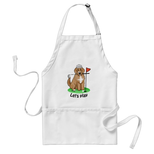 Tablier Goldendoodle Chien Jouer Golf (rouge whmk2) Plaisi (Devant)