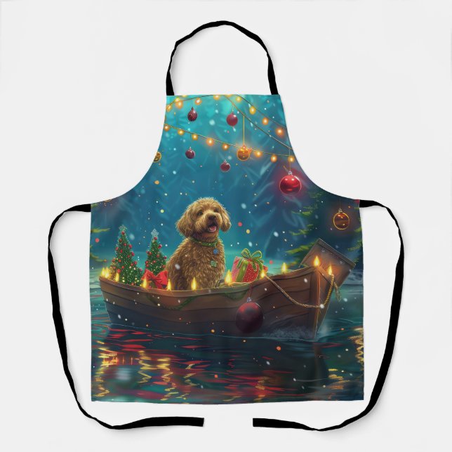 Tablier Goldendoodle Noël Festive Voyage (Recto)