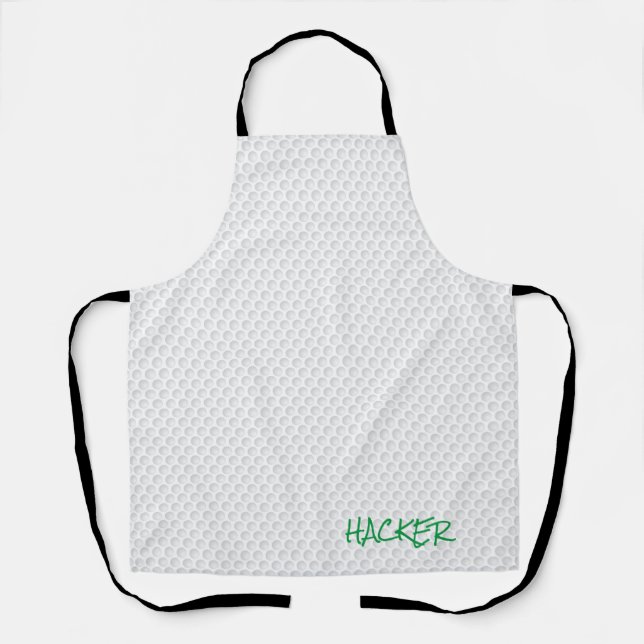 Tablier Golf Ball Dimples HACKER text Funny Sports (Recto)