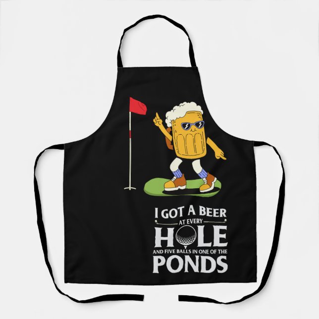 Tablier Golf Dit amusant avec Golfer et Bière (Recto)