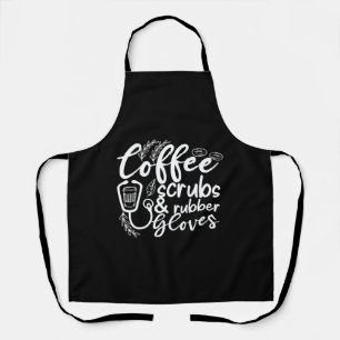 Tablier gommes à café et gants en caoutchouc drôle infirmi