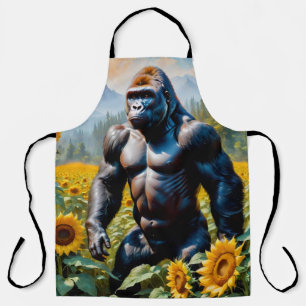 Tablier Gorille Ape Dans Un Champ De Tournesol