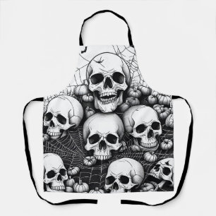 Tablier Gothique crâne humain Graveyard araignées Apron