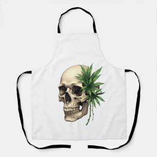 Tablier Gothique esthétique Grunge Crâne Tropical Feuille