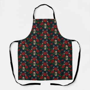 Tablier Gothique foncé Grungy Rose Vins Corbeau crâne roug