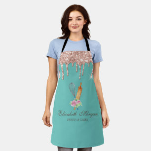 Tablier Gouttes de rose gold fouet rouleau à pâtisserie ve