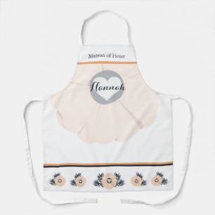 Tablier Graceful Peach Floral Pattern Maid of Honor Apron