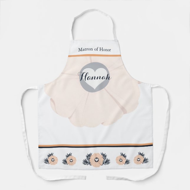 Tablier Graceful Peach Floral Pattern Maid of Honor Apron (Recto)