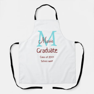 Tablier Gradué ajouter nom monogramme vert rose simple min