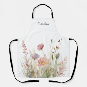 Tablier Grand-mère rose floral sur toute l'impression tabl