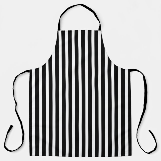 Tablier Grande Cuisine à rayures noir et blanc classique (Recto)