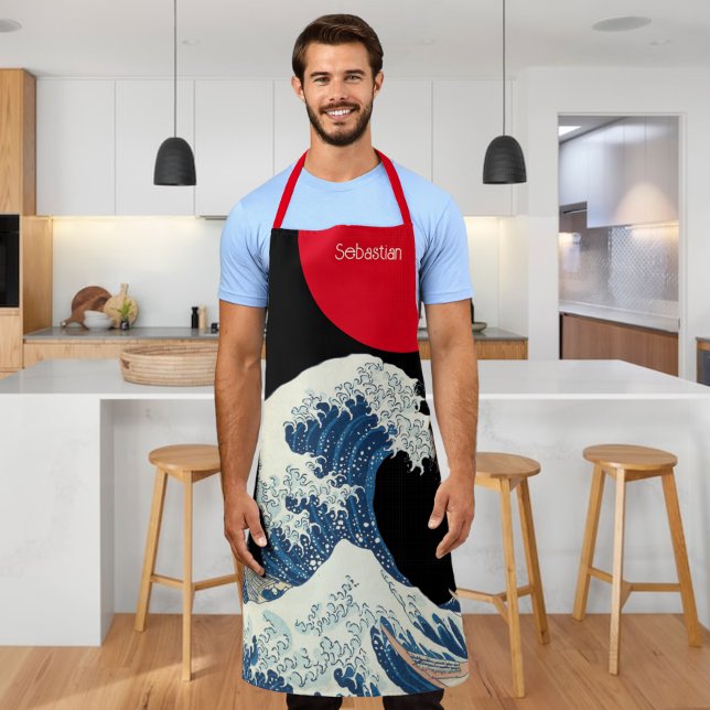 Tablier Grande vague de Kanagawa moderne Twist personnalis (Vintage Japanese art The Great Wave off Kanagawa or the wave with a modern twist. Apron from Ricaso)
