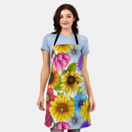 Tablier Grandes fleurs colorées botaniques