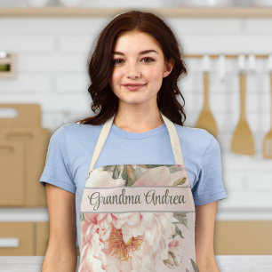 Tablier Grandma Cuisine femme cuisson aquarelle Floral