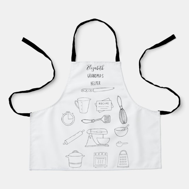 Tablier Grandmas Helper Cuisine Cuisine cuisson Monogramme (Recto)
