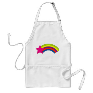 Tablier Graphique arc-en-ciel étoile filante néon rose rét