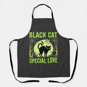 Tablier Graphisme d'amour spécial chat noir Halloween