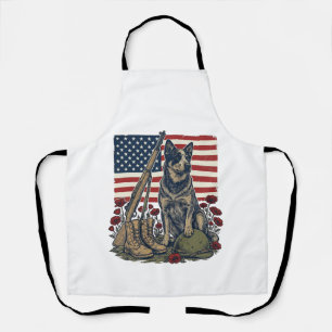 Tablier Gravure Vintage Mémorial Patriotique Blue Heeler S