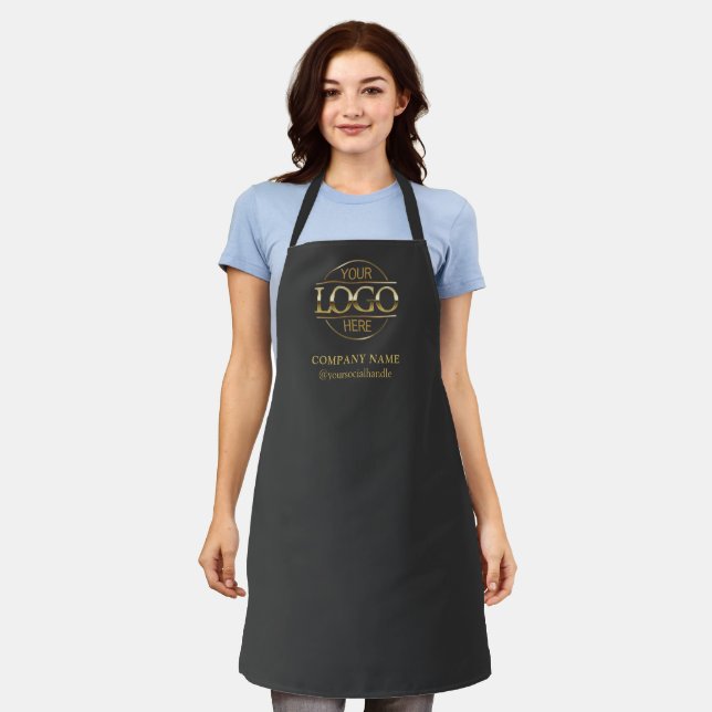 Tablier Gray Personalized Apron with Logo Custom Uniform (Porté)